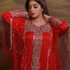 Red Traditional Heavy Work Thoub for Women - Image 3